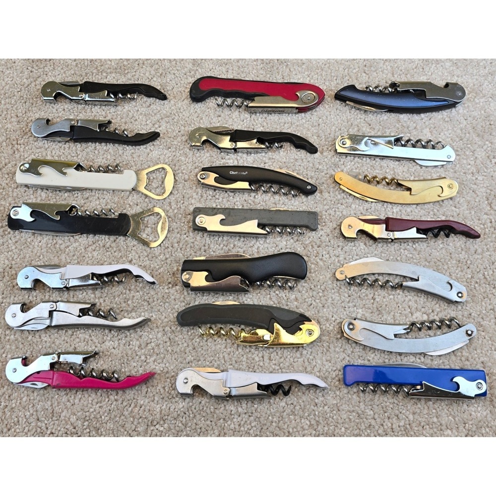 21 Pc Waiter's Corkscrew Wine Bottle Opener Lot Mixed Colors Styles Barware